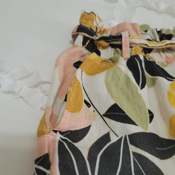 Rachel Zoe linen floral Summer Beach paper bag waist shorts tie belt - Picture 7 of 7